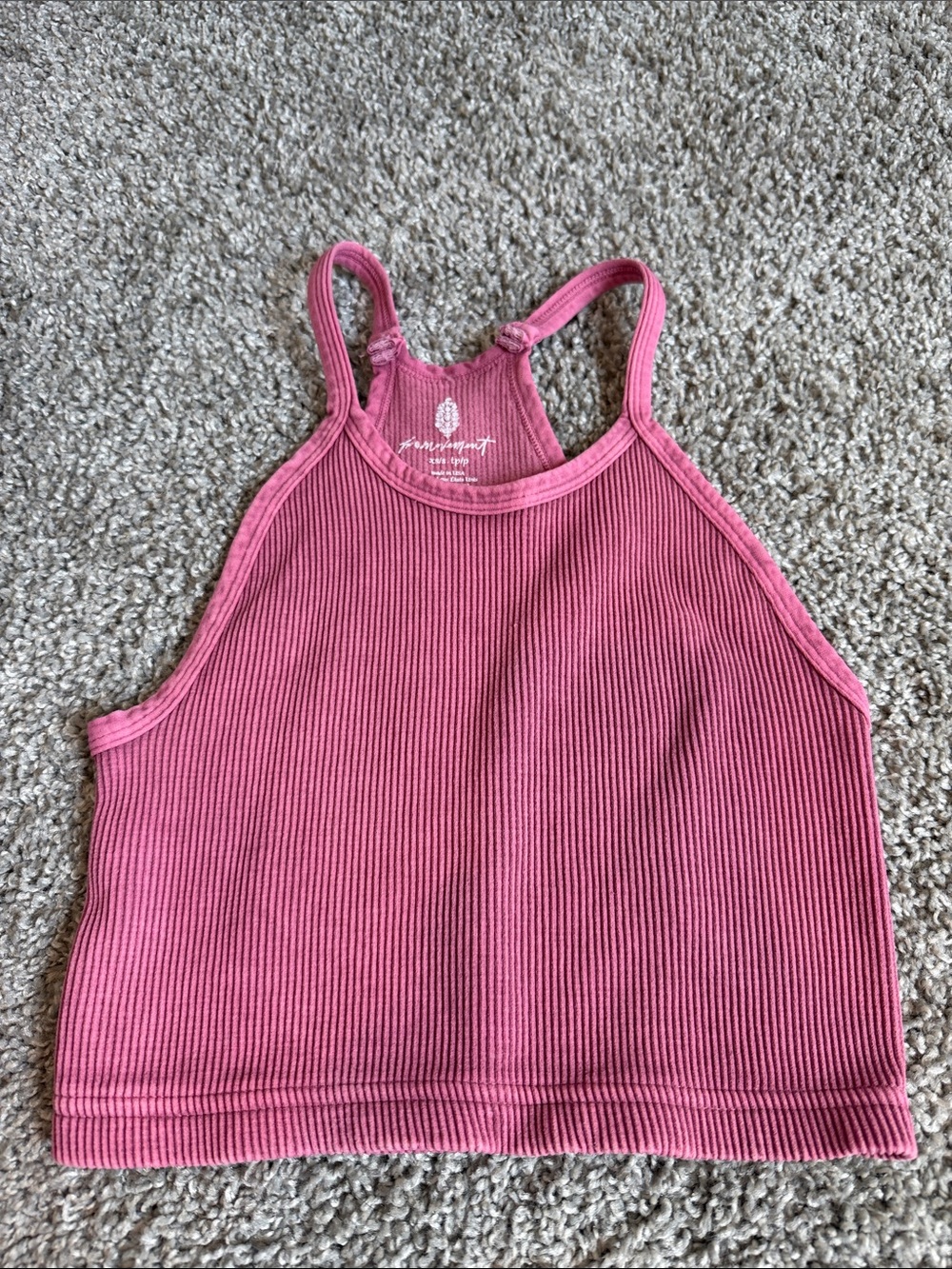 FP Movement by Free People Ribbed Pink Halter Crop Tank